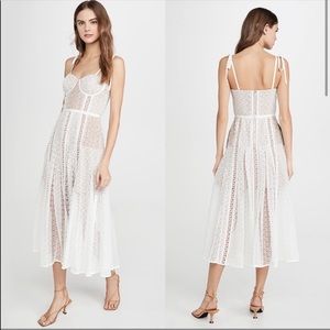 NEW Self Portrait Lace Panel Midi White Dress Size 6